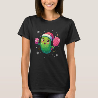 Pickleball Santa Hat Xmas Funny Pickleball Lover C T-Shirt