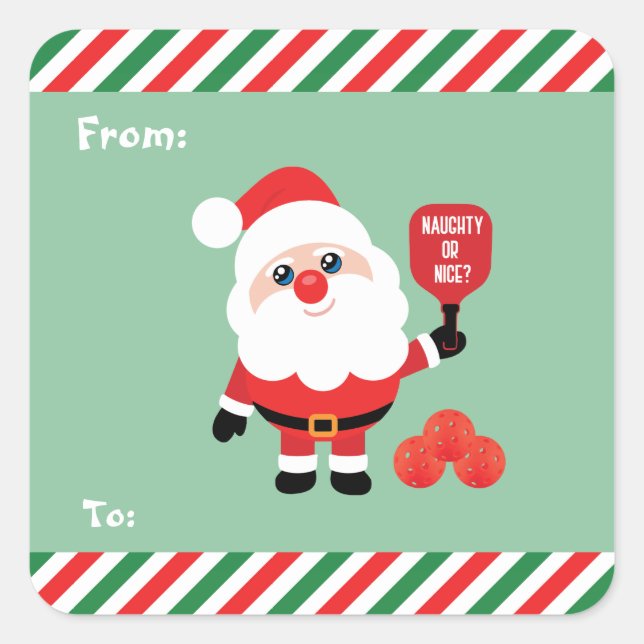 Pickleball 🎅 Santa Square Aufkleber (Vorderseite)