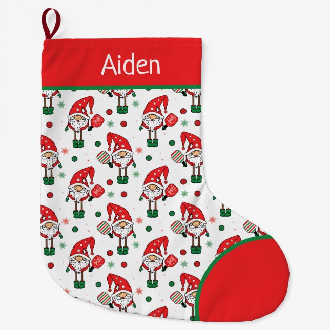 Pickleball Santas Großer Weihnachtsstrumpf (Vorderseite)
