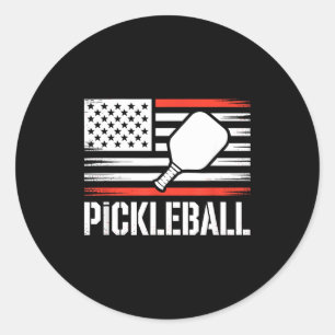 Pickleball-Schläger-Spieler patriotischer Flaggenl Runder Aufkleber