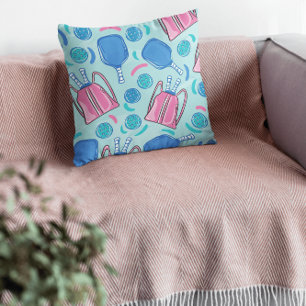 Pickleball-Schläger und Bälle Blau  Kissen