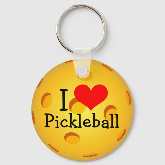 Pickleball Schlüsselanhänger - "I Liebe Pickleball (Vorderseite)