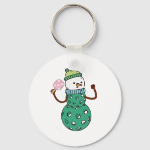 Pickleball Schneemann Lustiges Weihnachten Xmas Schlüsselanhänger
