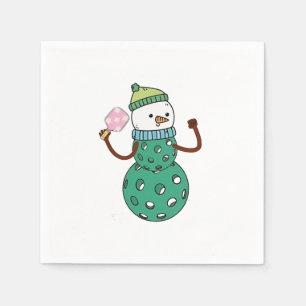 Pickleball Schneemann Lustiges Weihnachten Xmas Serviette