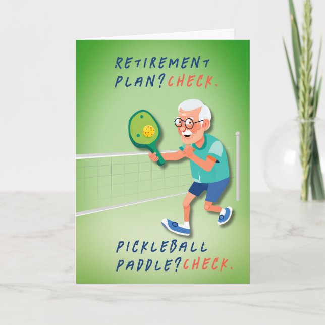 Pickleball Serve & Celebrate Rente Geburtstag Karte (Vorderseite)