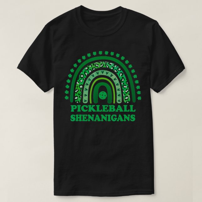 Pickleball Shenanigans St Patricks Day Kleeblatt T-Shirt (Design vorne)