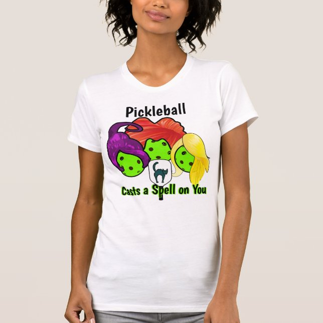 Pickleball Sister Hexen Halloween T-Shirt (Vorderseite)