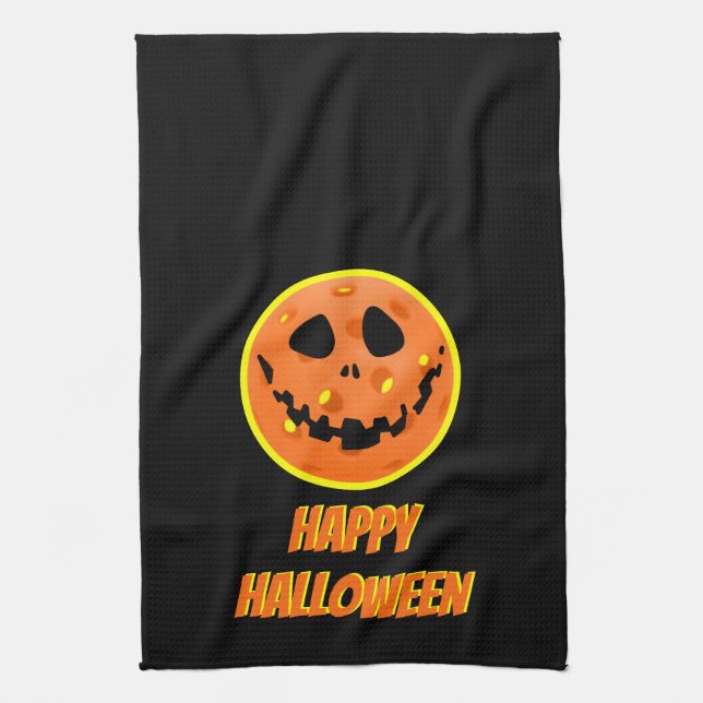 Pickleball Skeleton Jack-o''Lantern Halloween Geschirrtuch (Vertikal)