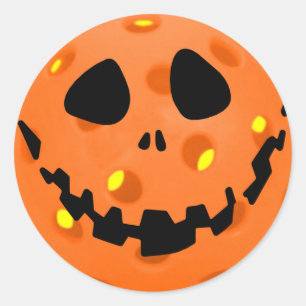 Pickleball Skeleton Jack-o''Lantern Halloween Runder Aufkleber