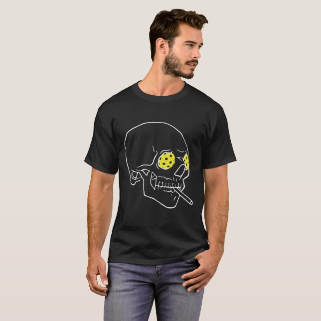 Pickleball Skull für dunkle T - Shirt (Vorne ganz)