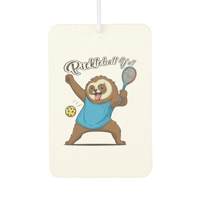 Pickleball Sloth T- Pickleball Y'all Autolufterfrischer (Vorderseite)
