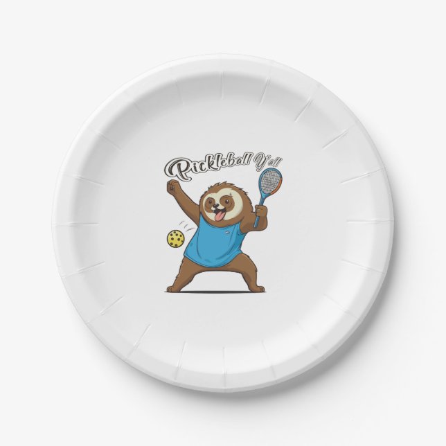 Pickleball Sloth T-Pickleball Y'all Pappteller (Vorderseite)