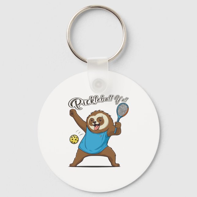 Pickleball Sloth T-Pickleball Y'all Schlüsselanhänger (Vorderseite)