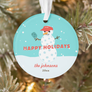 Pickleball Snowman Custom Holiday Acrylique Orneme