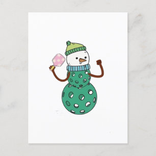 Pickleball Snowman Funny Christmas Feiertagspostkarte