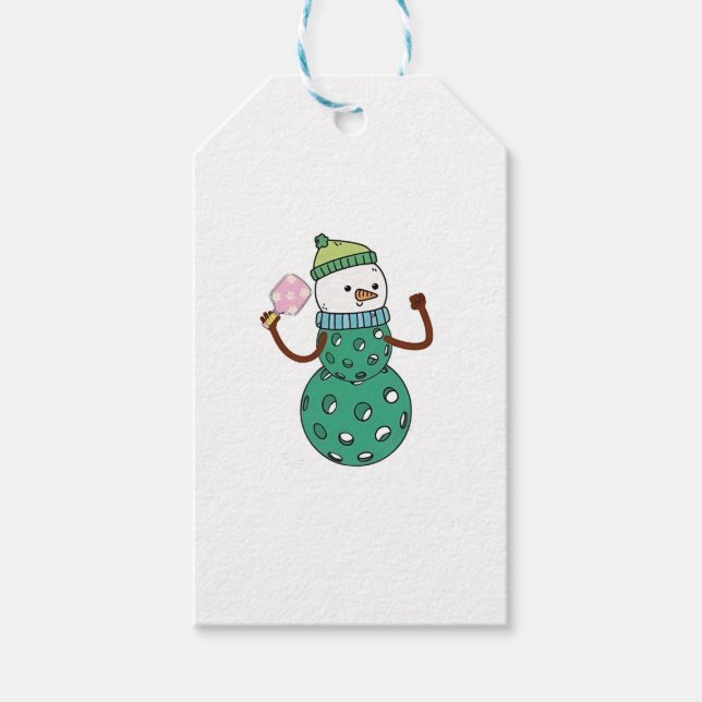 Pickleball Snowman Funny Christmas Geschenkanhänger (Vorderseite)