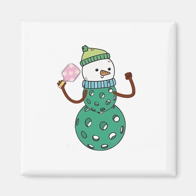Pickleball Snowman Funny Christmas Magnet (Vorne)