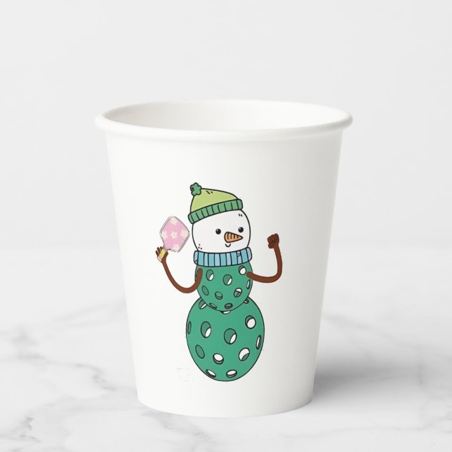 Pickleball Snowman Funny Christmas Pappbecher (Vorderseite)