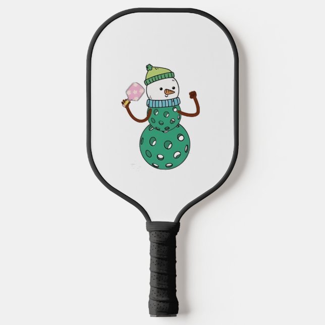 Pickleball Snowman Funny Christmas Schläger (Vorderseite)