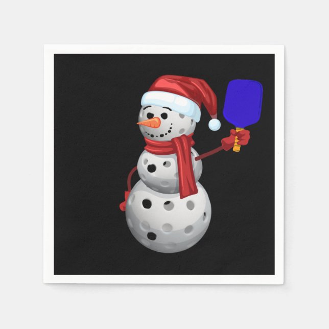 Pickleball Snowman Serviette (Vorderseite)