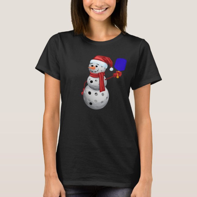 Pickleball Snowman T-Shirt (Vorderseite)
