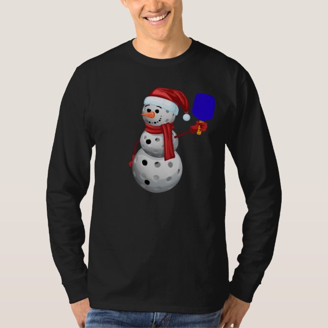 Pickleball Snowman T-Shirt (Vorderseite)
