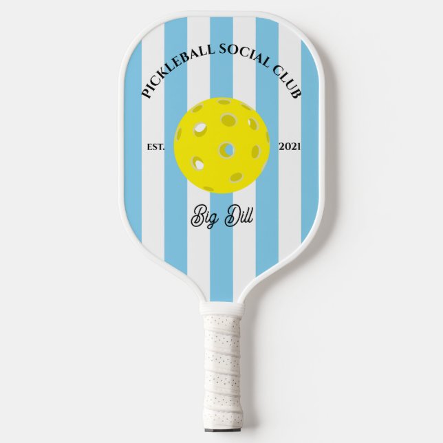 Pickleball Social Club Streifen Personalisiert Blu Pickleball Schläger (Vorderseite)