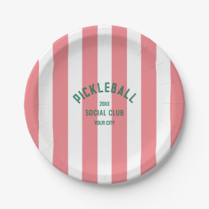 Pickleball Social Club Wappen Rosa Cabana Strip Pappteller