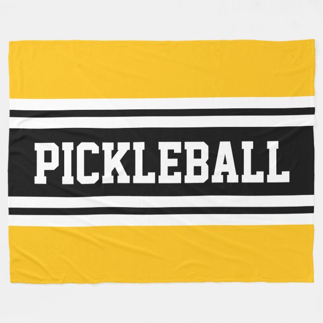 PICKLEBALL Spaß Hellgelbe schwarze Streifen Fleecedecke (Vorderseite (Horizontal))