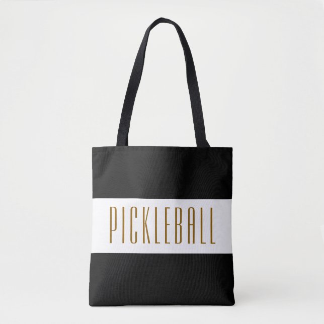 PICKLEBALL Spaß Lebhafter Schwarz-weißer Streifen  Tasche (Vorderseite)