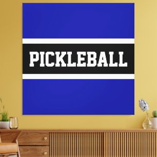PICKLEBALL Spaß Royal Navy Schwarz-weiße Streifen Leinwanddruck