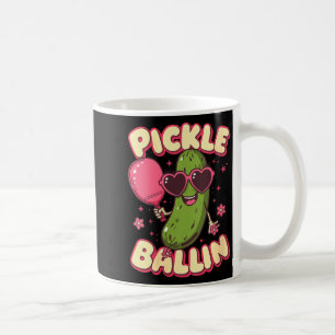 Pickleball spielende Frauen im süßen Cartoon-Pickl Kaffeetasse