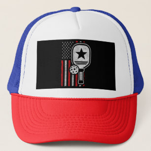 Pickleball-Spieler - Amerikanische Flagge Pickleba Truckerkappe