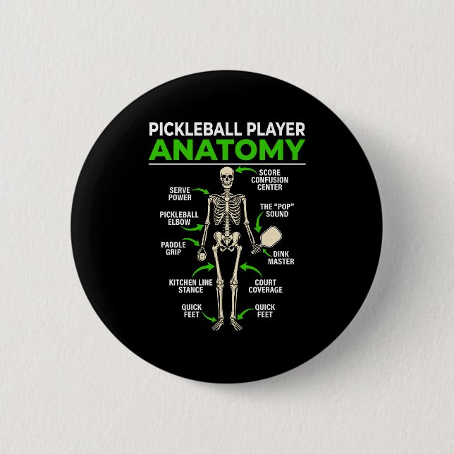 Pickleball-Spieler Anatomie lustiger Dink Pickle B Button (Vorderseite)