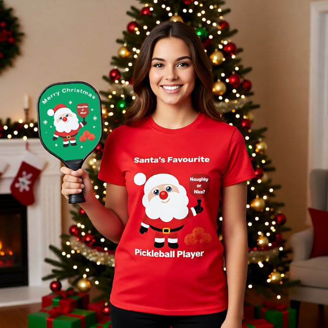 🎅 Pickleball-Spieler des Weihnachtsmanns T-Shirt (🎅Santa's Favourite Pickleball player T-Shirt)