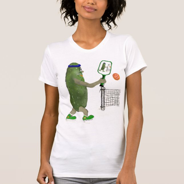 Pickleball-Spieler im niedlichen Cartoon T-Shirt (Vorderseite)