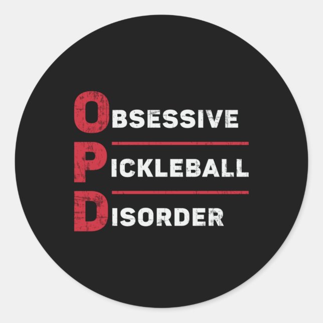 Pickleball-Spieler mit obsessive Pickleball-Störun Runder Aufkleber (Vorderseite)