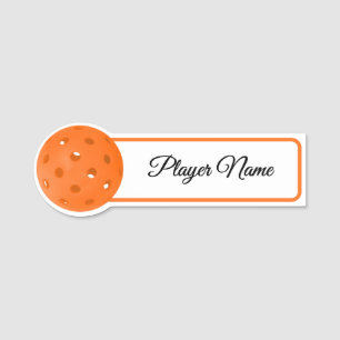 Pickleball-Spieler Orange Pickleballs Personalisie Namensschild