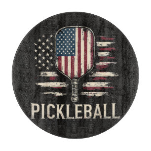 Pickleball-Spieler US-Flagge Retro-Paddleball Schneidebrett
