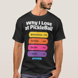 Pickleball-Spieler verliert Gründe Infografik-Witz T-Shirt