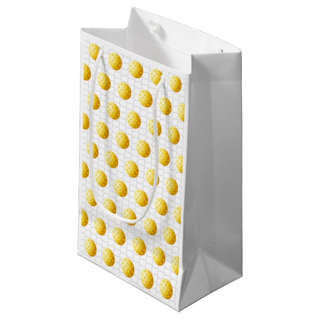 PICKLEBALL Sportgelbe Ball Netto Küche Player Kleine Geschenktüte (Vorderseite Schrägansicht)
