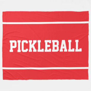 PICKLEBALL Sportlich Weiße Streifen auf Hellrot Fleecedecke