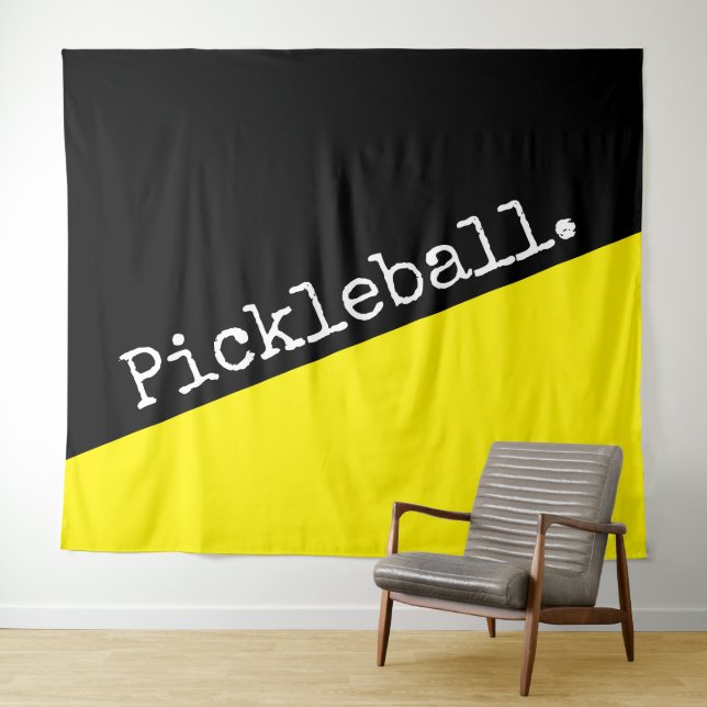 PICKLEBALL Sportselektiver, hellgelber schwarzer F Wandteppich (Beispiel (Horizontal))