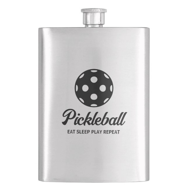 Pickleball-Sportstahlgetränk Flachmann (Vorderseite)