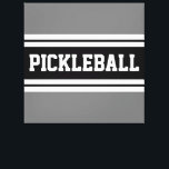 PICKLEBALL Sporty Schwarz-weiß Gray Racing Streife Leinwanddruck<br><div class="desc">Dieses lustige,  sportliche Design beinhaltet PICKLEBALL Text in einem schwarzen Streifen mit doppelter weißer Streifen auf grauem Hintergrund.</div>