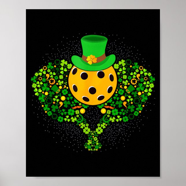 Pickleball St. Patrick's Day Glücklicher Picklebal Poster (Vorne)