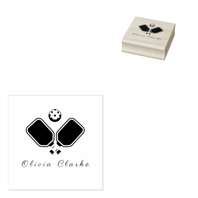 Pickleball Stlish Script Tampon en caoutchouc (Tamponné)