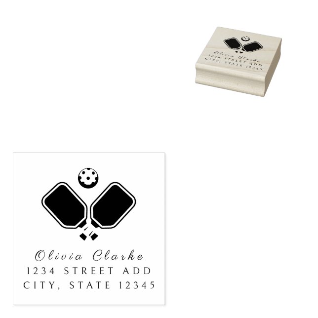 Pickleball Stylish Script Rubber Briefmarke Gummistempel (Stempel)
