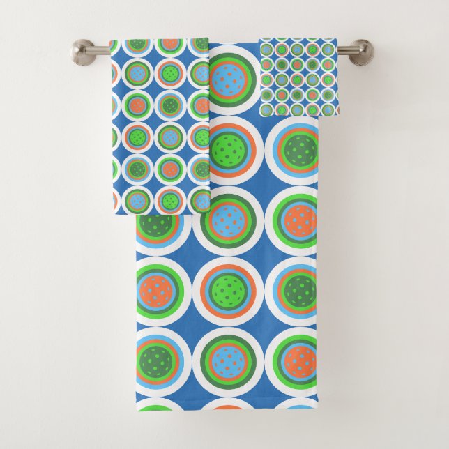 Pickleball Summer Polka Dot Orange Green Blue Ball (En situation)