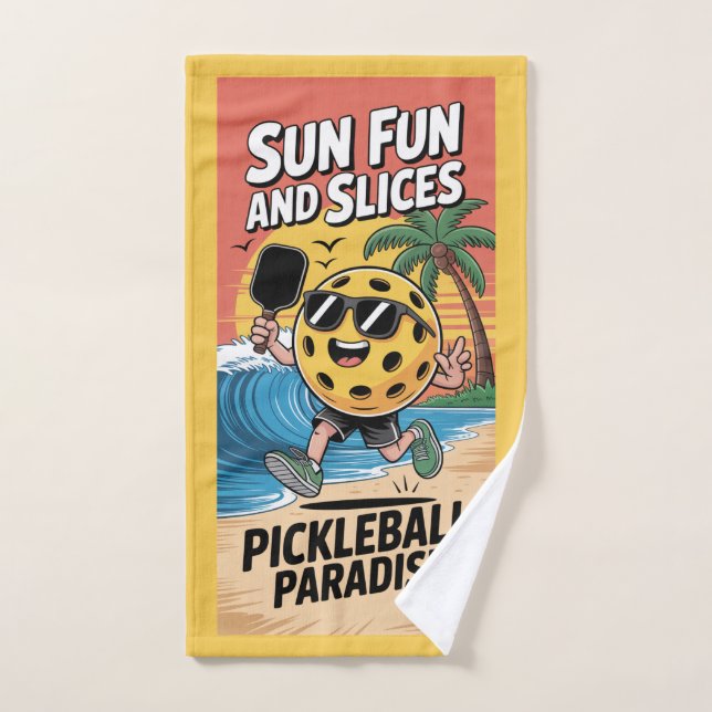 Pickleball Sun Fun Et Slices Drôle Vacances (Serviette à main)